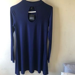 NWT Forever 21 navy blue keyhole cutout skater style dress size M